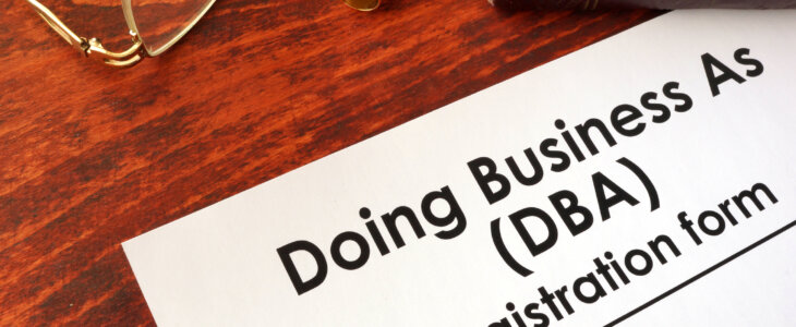 document that says dba (doing business as) registration form