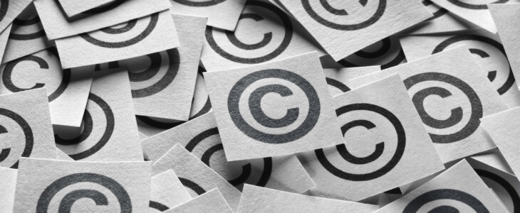 Pile of small papers with Copyright symbol on them