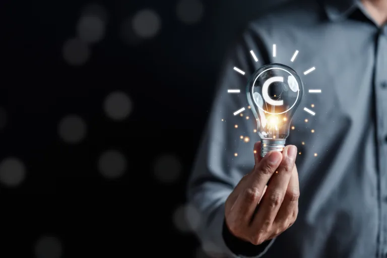 Copyright icon inside light bulb