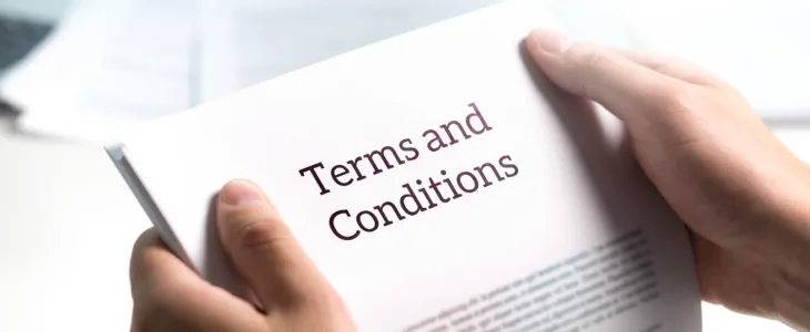 Terms and conditions text in legal agreement